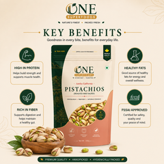 One Superfoods Jumbo California Pistachios (Pista) | Roasted & Salted | Rich in Protein & Fibre