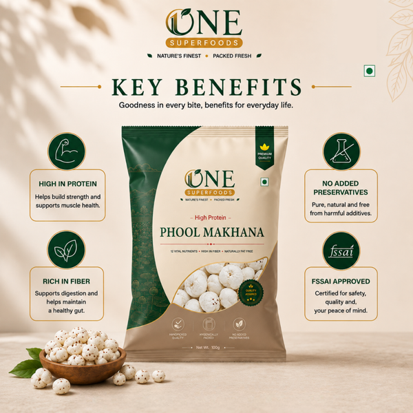 One Superfoods Premium Jumbo Makhana (Fox Nuts) | Light and Crispy Snack | Ideal for Fasting & Weight Management