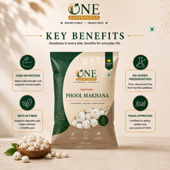One Superfoods Premium Jumbo Makhana (Fox Nuts) | Light and Crispy Snack | Ideal for Fasting & Weight Management