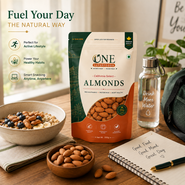 One Superfoods Premium California Almonds (Badam) | Rich in Protein and Vitamin E | Premium Quality Nuts
