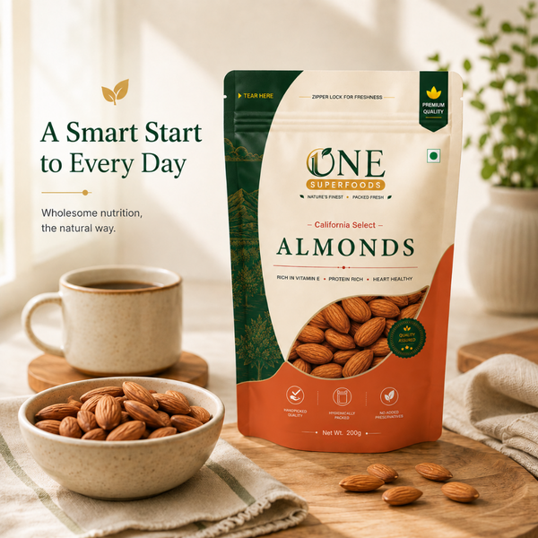 One Superfoods Premium California Almonds (Badam) | Rich in Protein and Vitamin E | Premium Quality Nuts