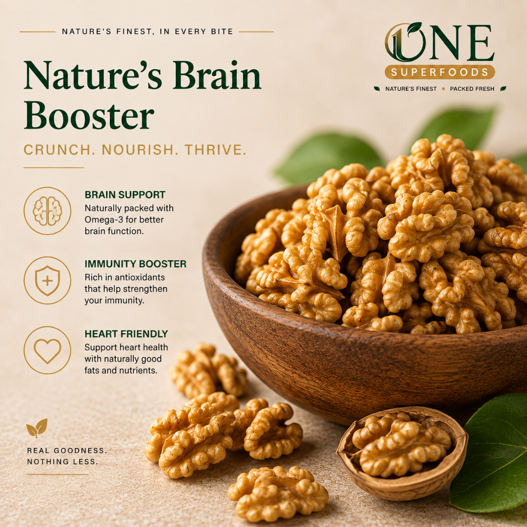 One Superfoods California Walnut Kernels (Akhrot Giri) | Premium Walnut Kernels | Rich Nutty Taste & Nutrient Dense
