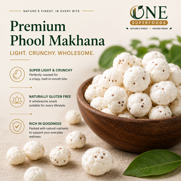 One Superfoods Premium Jumbo Makhana (Fox Nuts) | Light and Crispy Snack | Ideal for Fasting & Weight Management