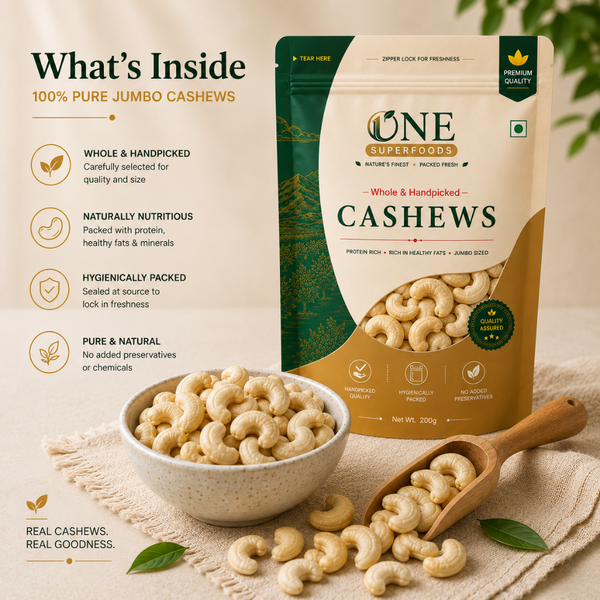One Superfoods Premium Cashews (Kaju) | Rich in Protein and Healthy Fats | Unsalted Cashews