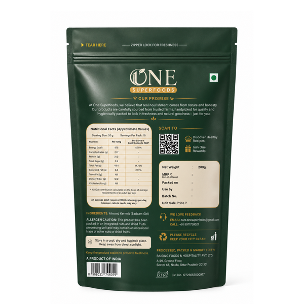 One Superfoods Premium California Almonds (Badam) | Rich in Protein and Vitamin E | Premium Quality Nuts