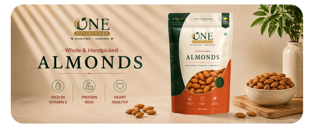 One Superfoods Premium California Almonds (Badam) | Rich in Protein and Vitamin E | Premium Quality Nuts