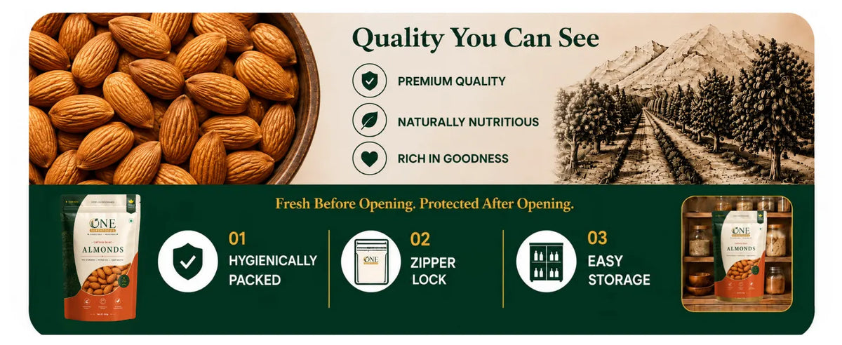 One Superfoods Premium California Almonds (Badam) | Rich in Protein and Vitamin E | Premium Quality Nuts