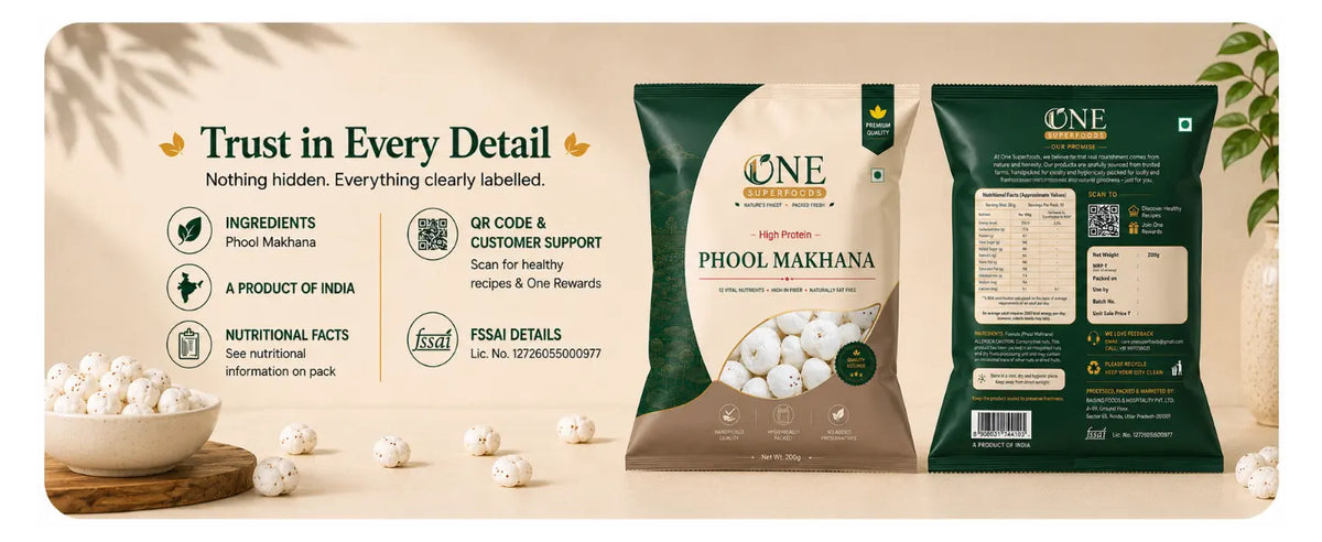 One Superfoods Premium Jumbo Makhana (Fox Nuts) | Light and Crispy Snack | Ideal for Fasting & Weight Management