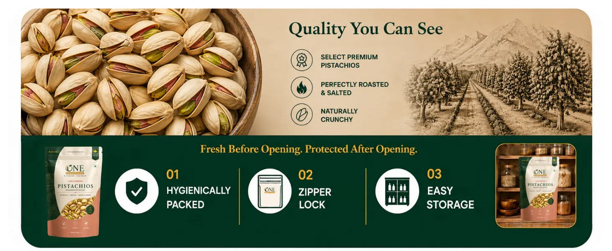 One Superfoods Jumbo California Pistachios (Pista) | Roasted & Salted | Rich in Protein & Fibre