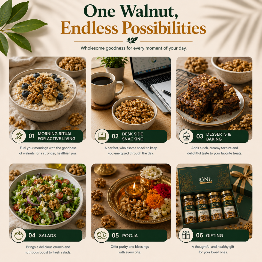 One Superfoods California Walnut Kernels (Akhrot Giri) | Premium Walnut Kernels | Rich Nutty Taste & Nutrient Dense