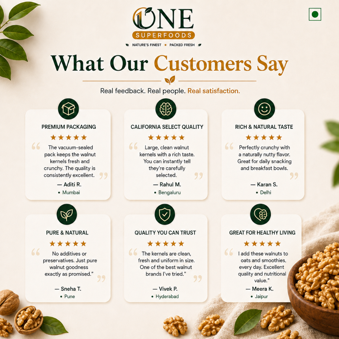 One Superfoods California Walnut Kernels (Akhrot Giri) | Premium Walnut Kernels | Rich Nutty Taste & Nutrient Dense