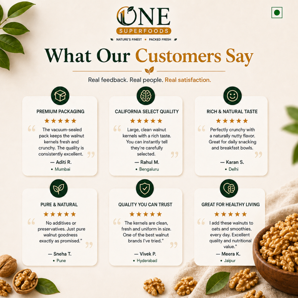 One Superfoods California Walnut Kernels (Akhrot Giri) | Premium Walnut Kernels | Rich Nutty Taste & Nutrient Dense